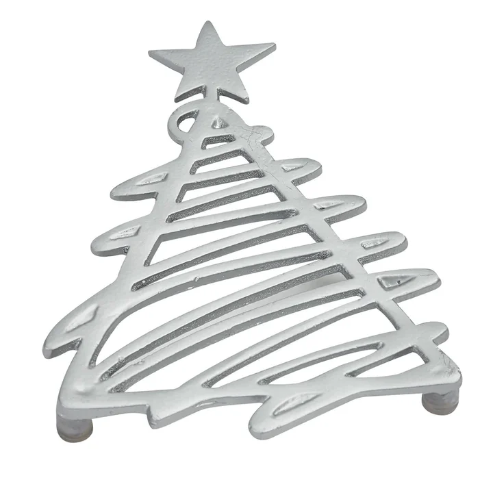 Metal Stainless Steel Christmas Tree Shaped Trivet Mets For Christmas Table Decoration Hot Pot Stand