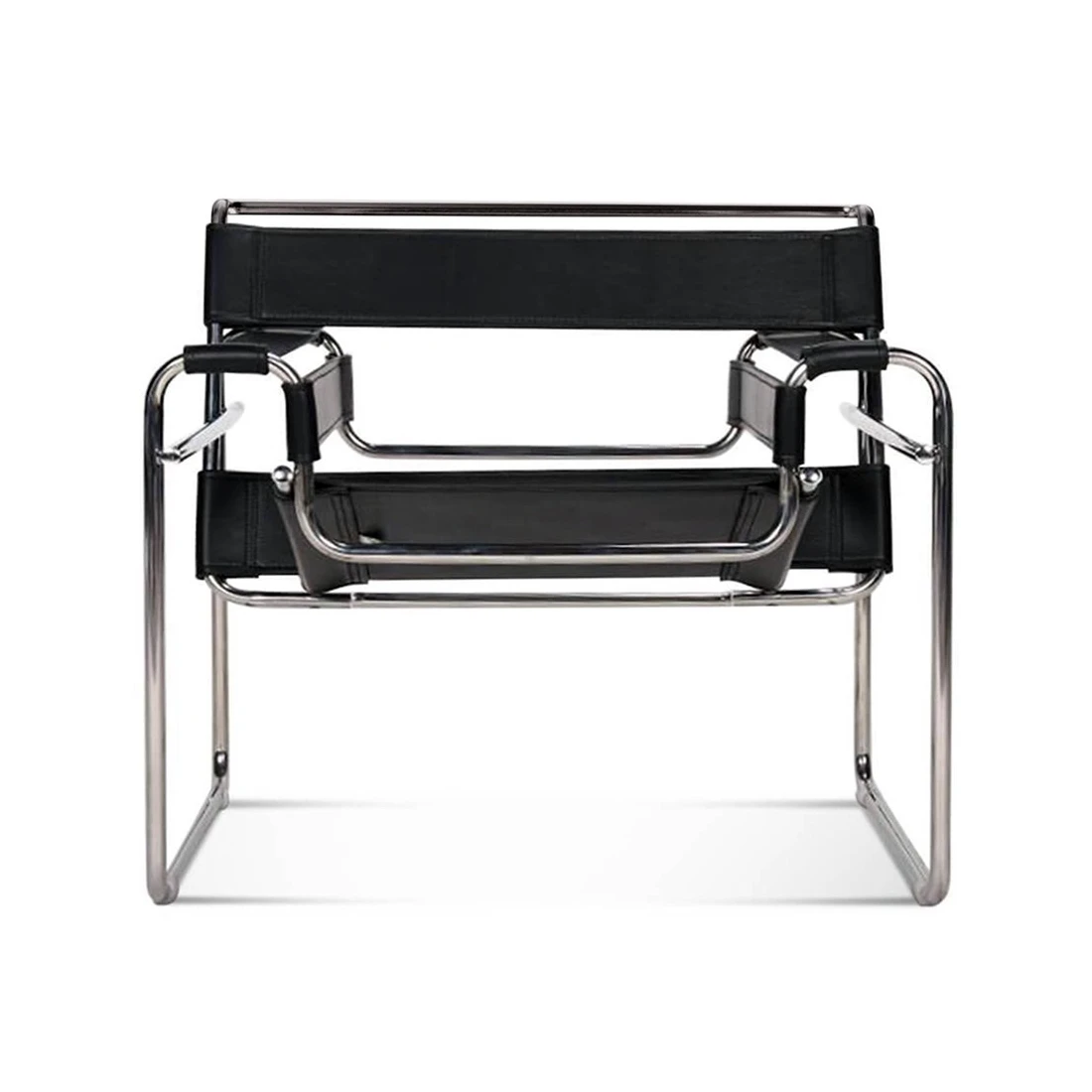 Bauhaus designed armchairs heavy-duty seamless tubular steel frame suspended seats fashionable linear seating for living rooms