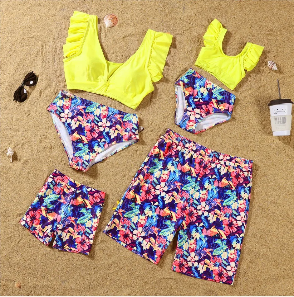 2022 Matching Family Bathing Suits Mother Girl Bikini Swimsuit For Mom and Daughter Swimsuits Female Children Baby Kid Swimwear