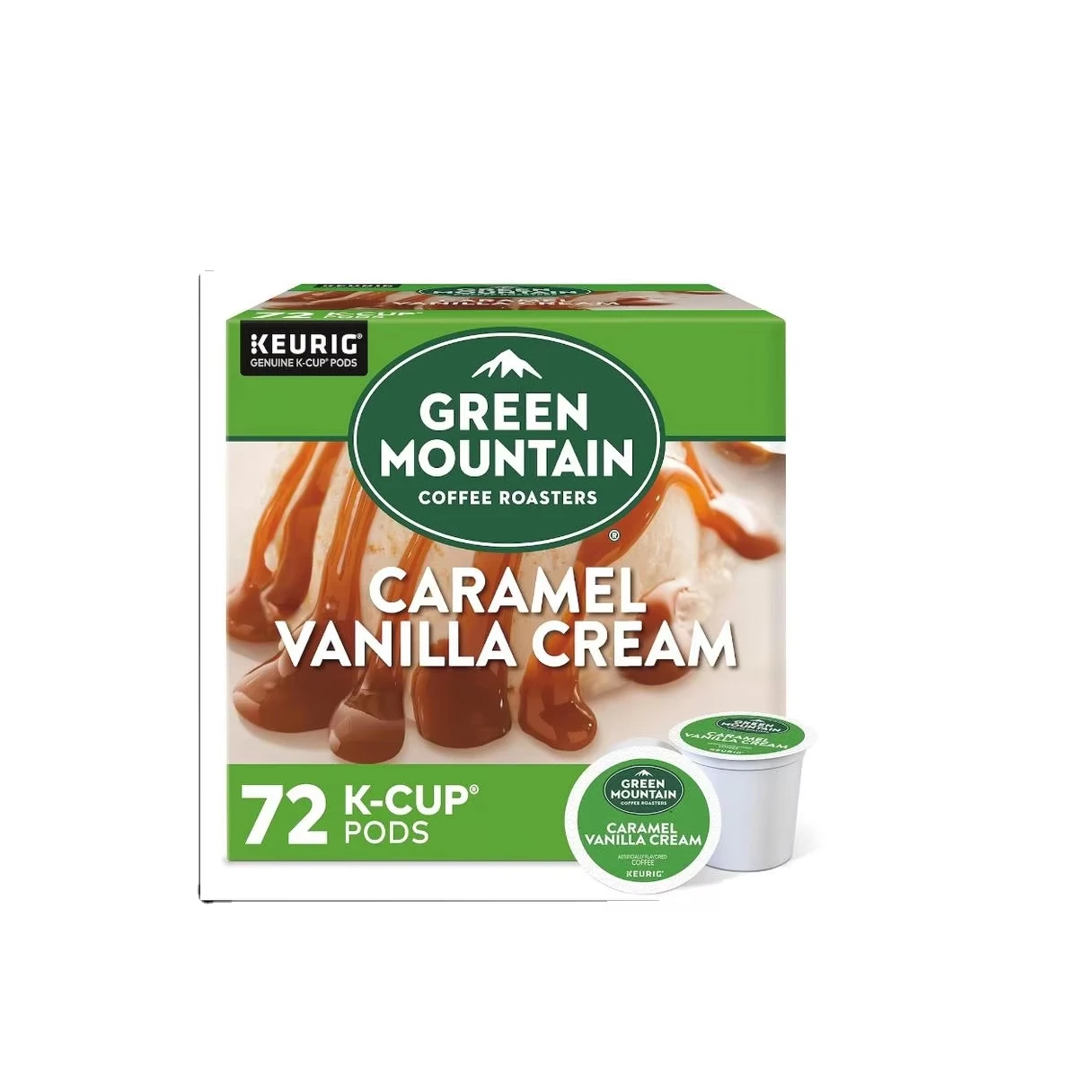 Green Mountain Coffee Roasters Caramel Vanilla Cream Keurig Single-Serve K-Cup Pods 72 Count 6-Packs Light Instant Coffee Box