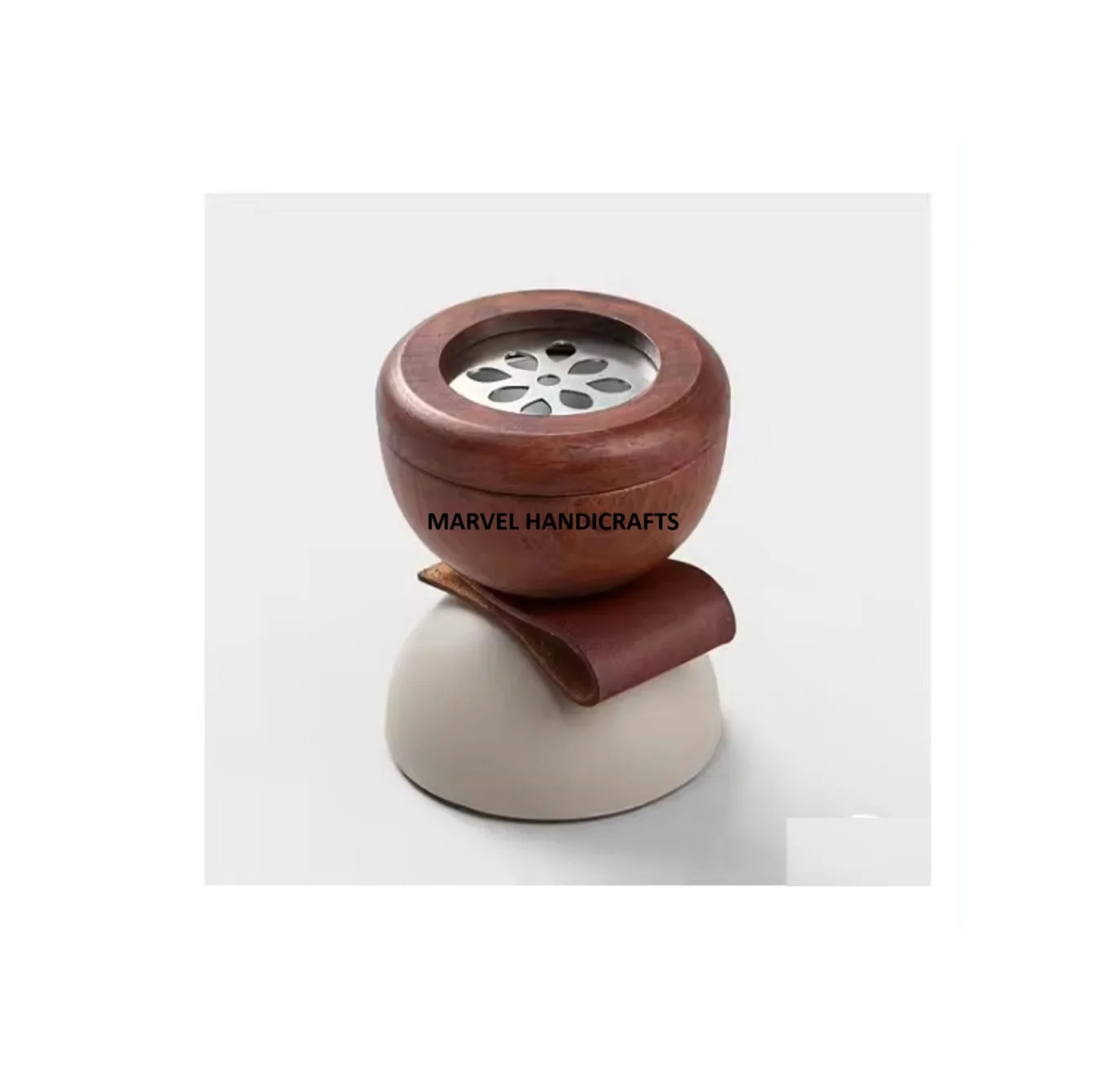 Ramadan 2025 Trending  wood craft with metal bakhoor burner PU Leather bakhoor burner incense burner bakhoor ramadan eid gifts