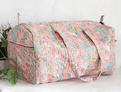 Hand Block Printed Cotton Beach Bag Quilted Large Gypsy Tote Purse Bohemian Carry shoulder bag