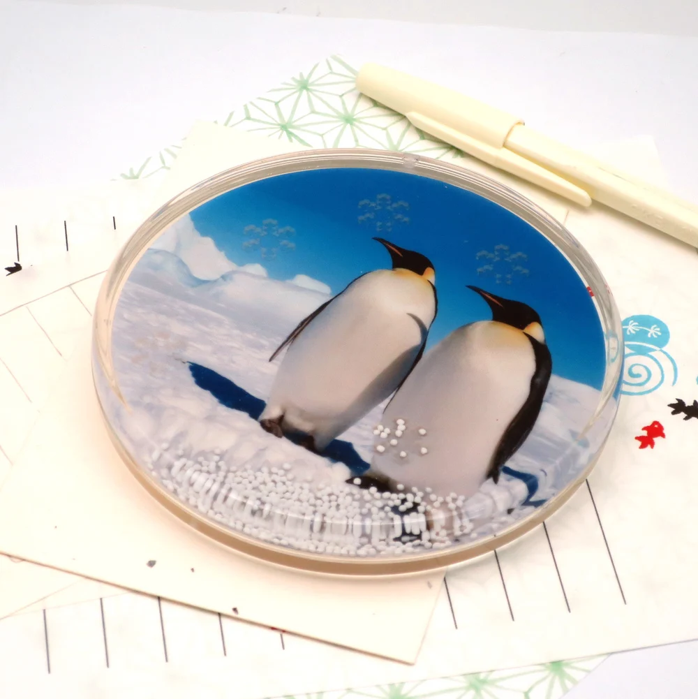 Crystal Look 4-inch drink Coaster, make a Fun to rotate,Christmas gift, snow,Penguin,Winter,Snowflake