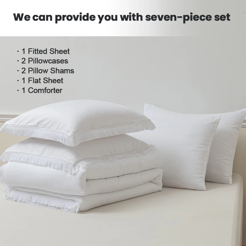 Custom 7 piece bedroom winter designer wholesale microfiber goose down queen size duvet insert comforter bedding set