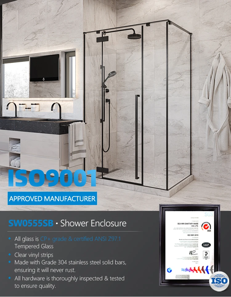 Seawin Customized Bath Shower Cabin Free Standing High-Quality Framed Hinge Shower Room Cubicle