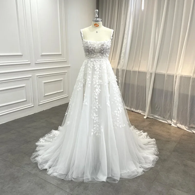 Supplier Wholesale Bling Flower Wedding Dresses For Women A-line Bridal Wedding Party Dresses For Women