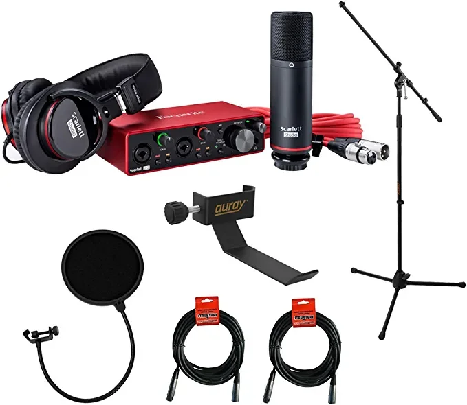 Скоростной вендинг Focusrites Scarletts 2i2 Studio (2-3-е поколение) USB аудио интерфейс и записывающий пакет с
