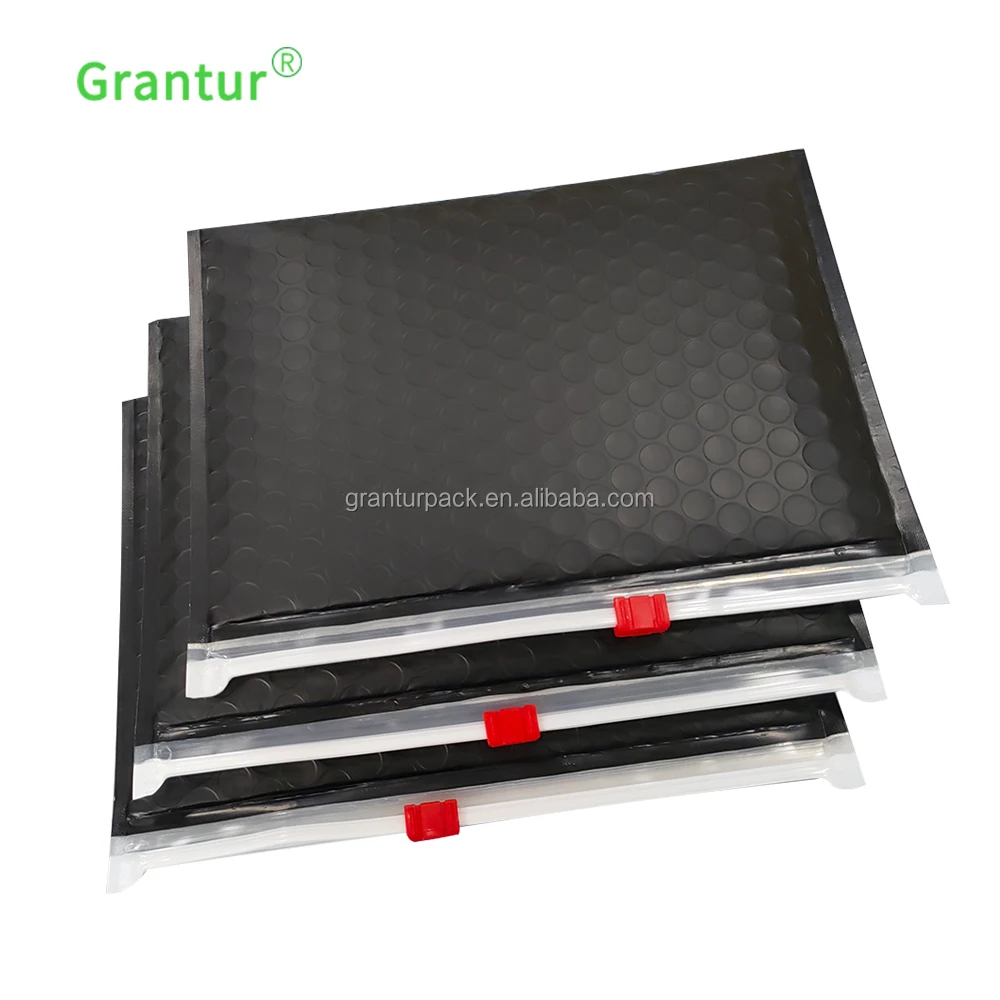 Матовый черный пакет с застежкой-молнией, многоразовый маленький пакет, поли-Пузырчатая почта с молнией для косметики