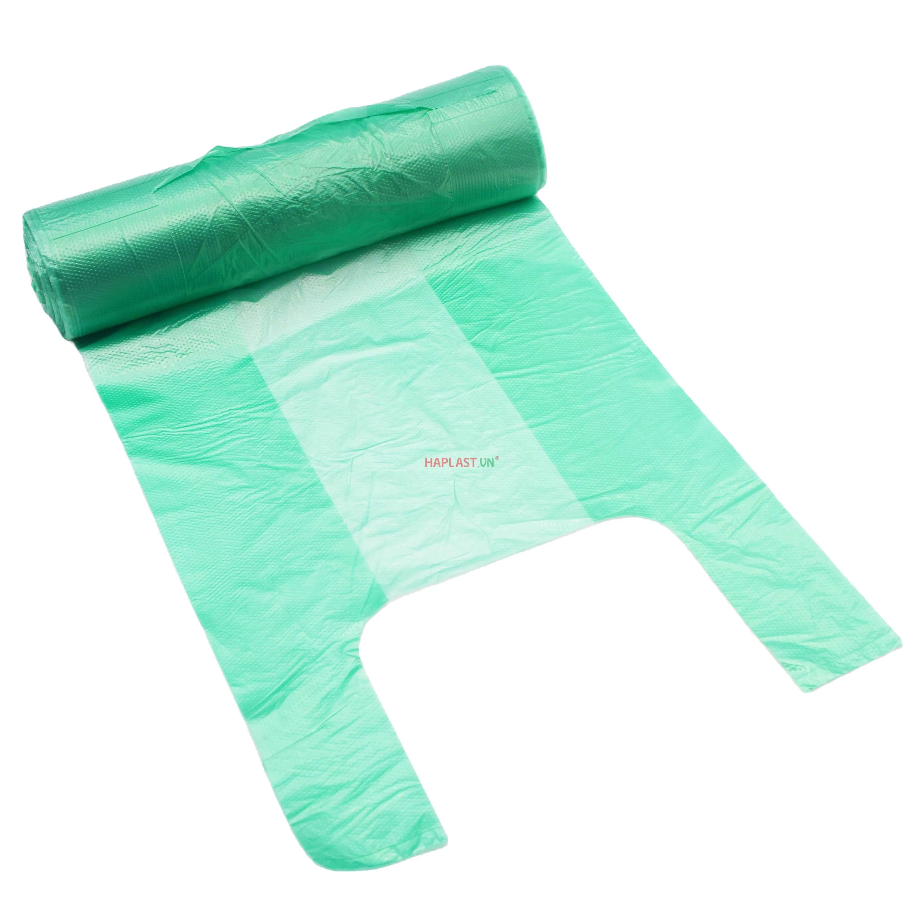 Best Price 100% Compostable Shopping bag on Roll T shirt Eco Bags Wholesale Supermarket T Shirt Thank You Bags Vietnam Supplier