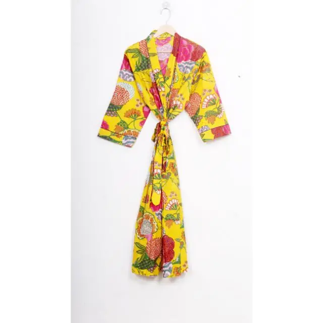 Wholesale And Manufacturer Indian 100% Cotton Free Size Robe Unisex Bath Robe Cotton Swim Wear Dressing Gown Bridesmaid Robes