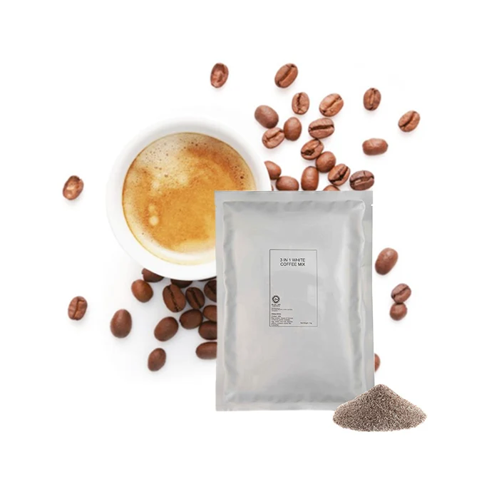 OEM Halal 3 in 1 Instant White Coffee Powder Mix Aromatic Taste 12 Months Shelf Life Granulated Coffee
