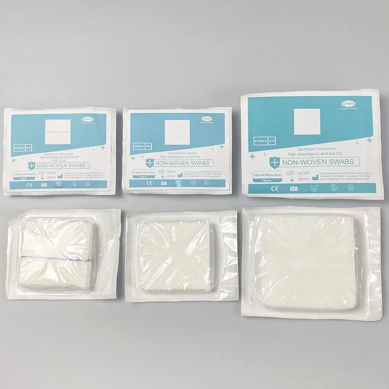 5cm X 5cm 4/6/8ply Disposable Medical Non Woven Swabs Pad Absorbent Sterile or Non Sterile Nonwoven Swab
