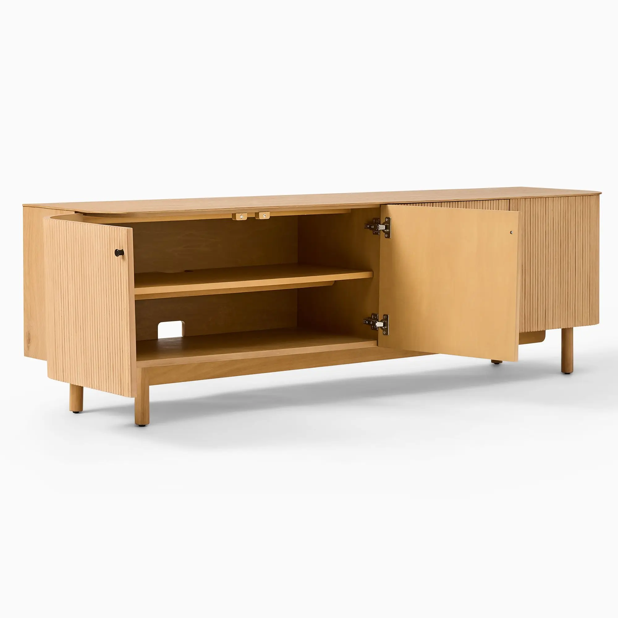 Modern High End Media Console Table Natural Color Solid Wood Material Modern Style Home Furniture