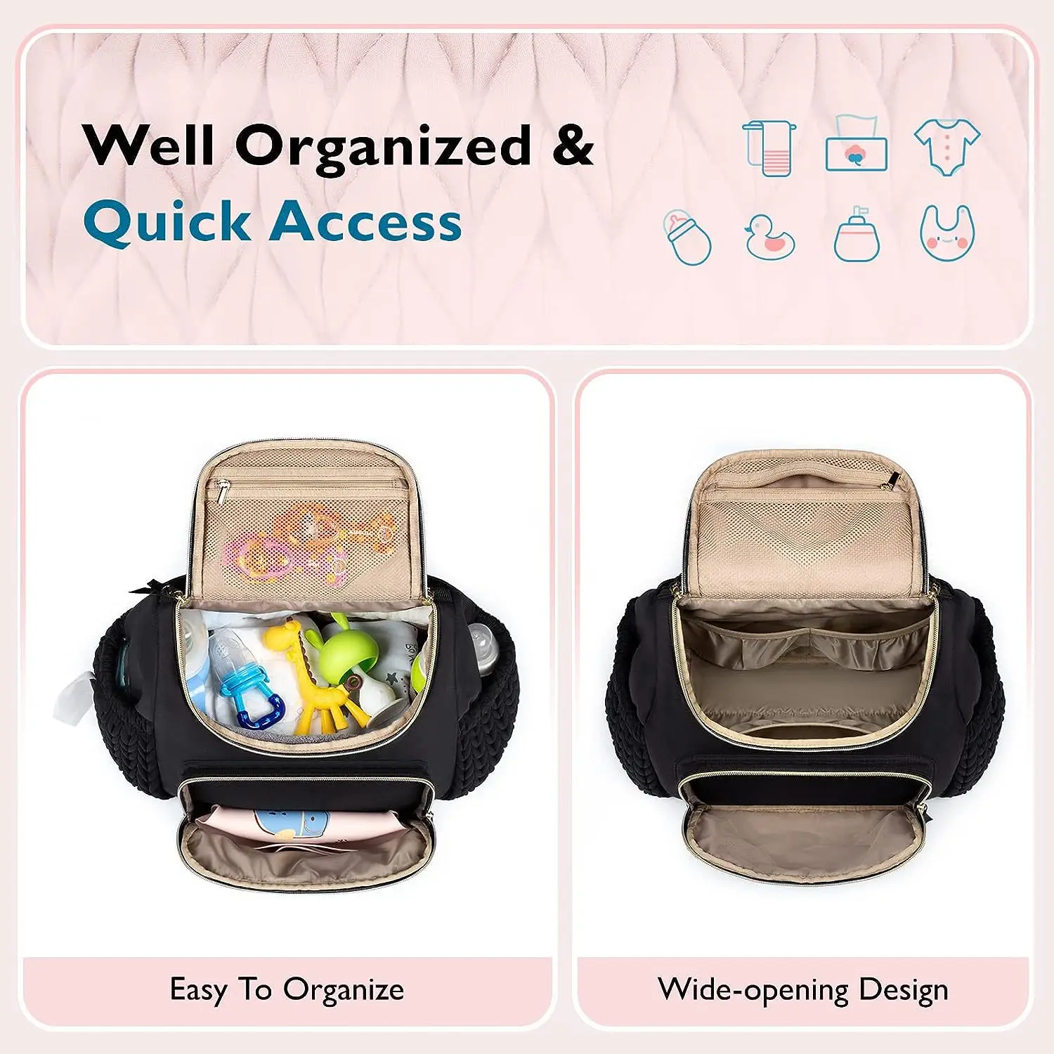 OEM Fashionable Custom Small Portable Nylon Travel Baby Nappy Bag Mommy Diaper Backpack With Changing Mat