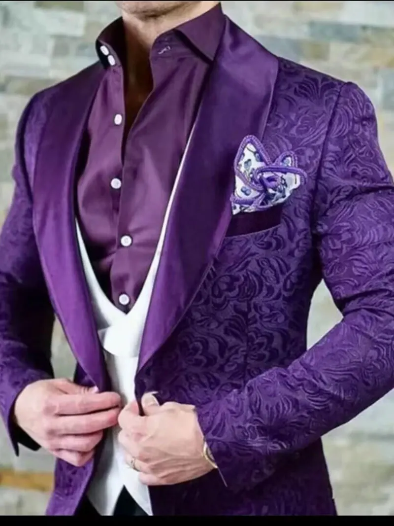 Jacquard Luxury Tailored Made Suits Ropa Para Hombres Costumes Adult Roupas Masculinas Italy Groom Wear Smoking Tuxedo Suits