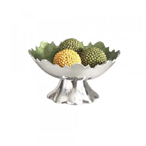Decorative Metal Bowl with Deer Handles Stands/Premium Quality Silver Pedestal Stands Fruit Bowl on Footed Base/Unique Flower Bo