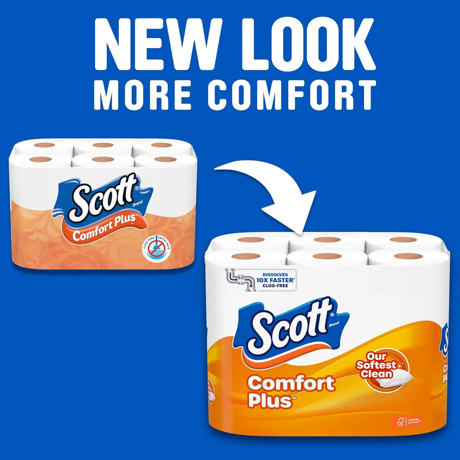 Comfort Plus 12-Pack Jumbo Rolls 1-Ply Toilet Paper 231 Sheets per Roll Septic-Safe 3 Ply Pulp Material