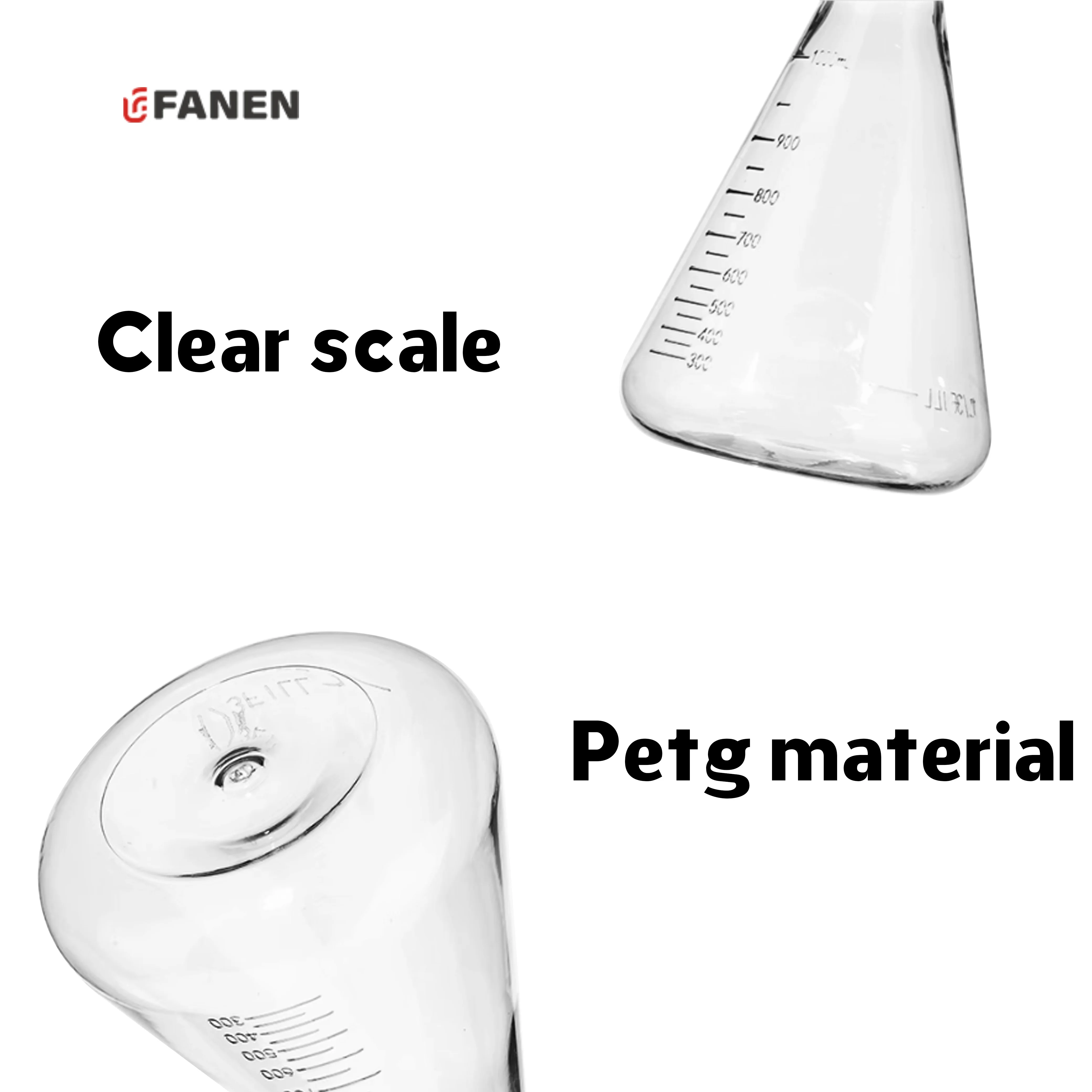 Fanen 125ml Laboratory PETG Shake Flask for Cell Culture Sterile Vented Plastic Erlenmeyer Flasks
