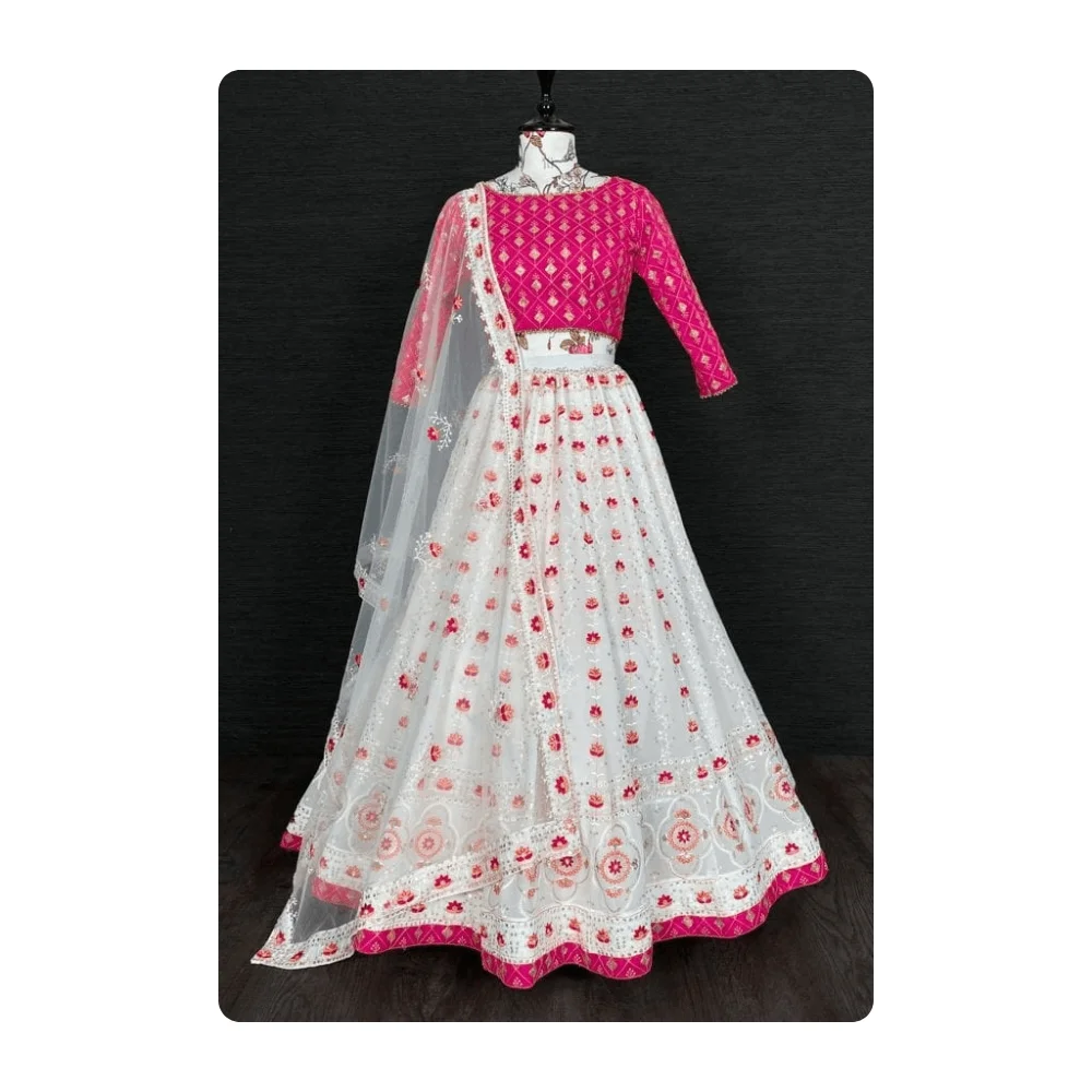 Blissful White Designer Lehenga Ultimate Outfit Lehenga Choli for Sangeet, Engagement or Any Special Occasion