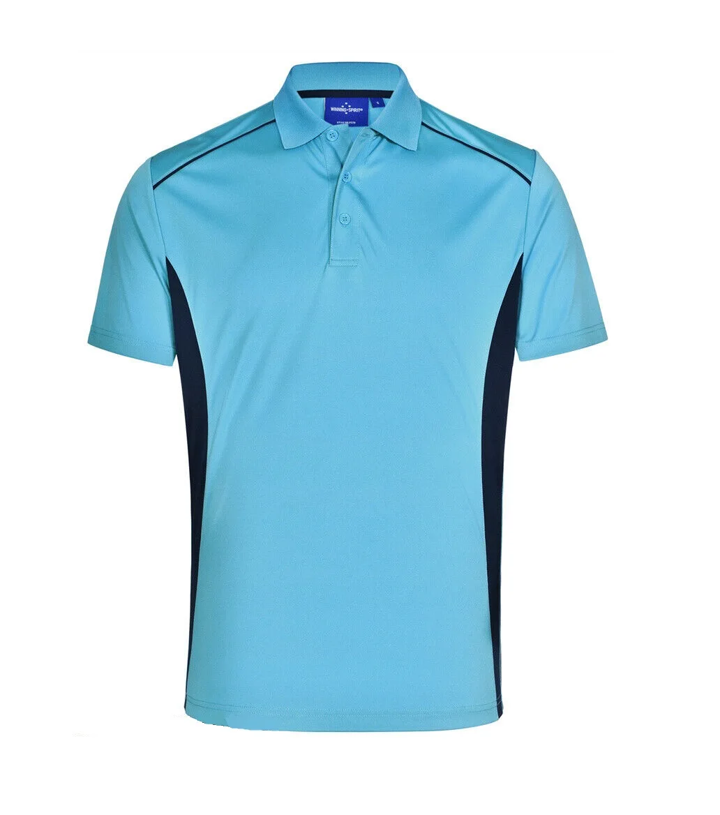 Custom Men Active Polo Shirt Contrast Panel Side Mesh Cool Dry Sports Gym Training Polo Shirts