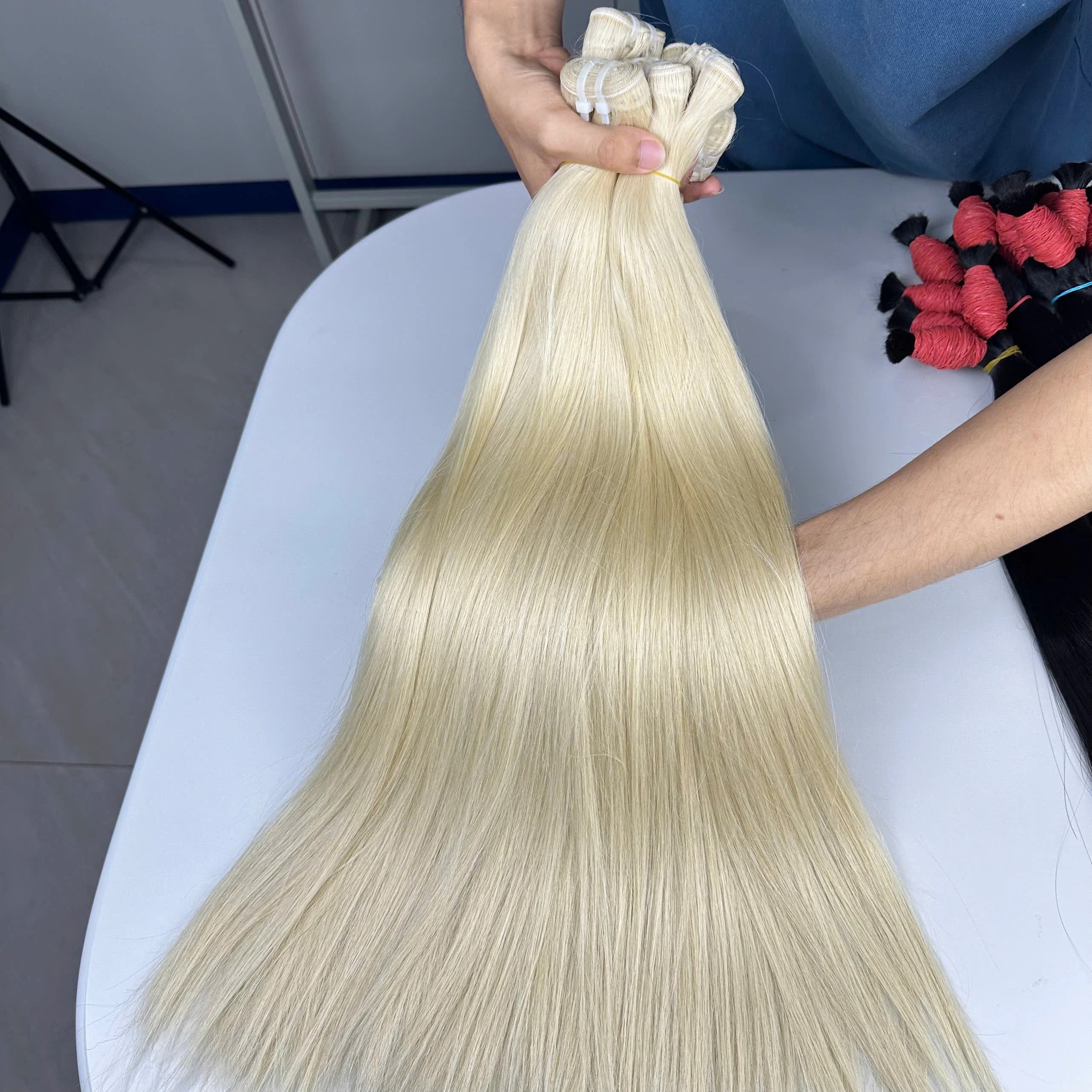 Raw Hair Wholesale 100 Human Cuticle Aligned Hair Extensions 12a Vendor Blonde Color 613 Hair No Genius Weft