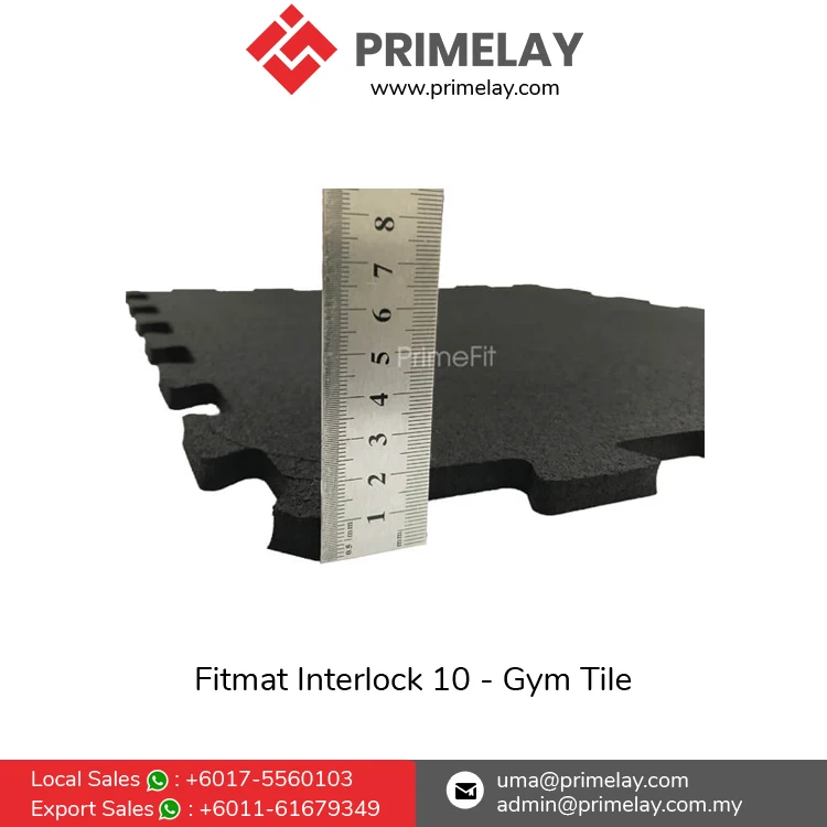 Easy Interlocking Pattern & Light Weight Workout Puzzle Rubber Flooring Mat | Fitmat Interlock 10 Gym Tile Supplier