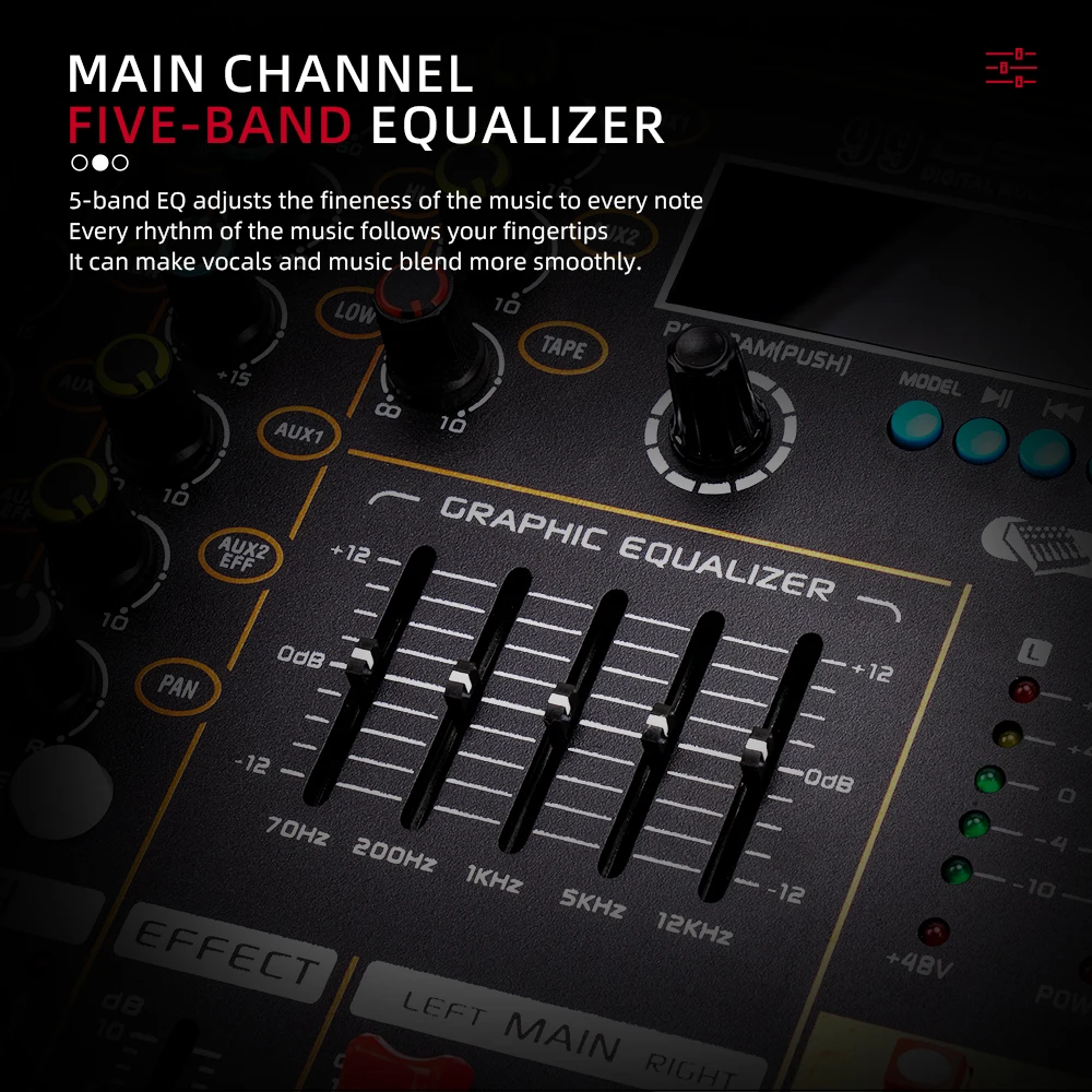 Audio mixer 4 channel mixer DSP reverberation effect professional Blue tooth USB audio mixer balance family karaoke stage