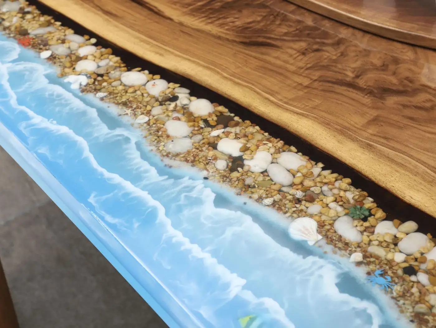 epoxy resin dining table real wood solid furniture waterfall epoxy table Furniture New