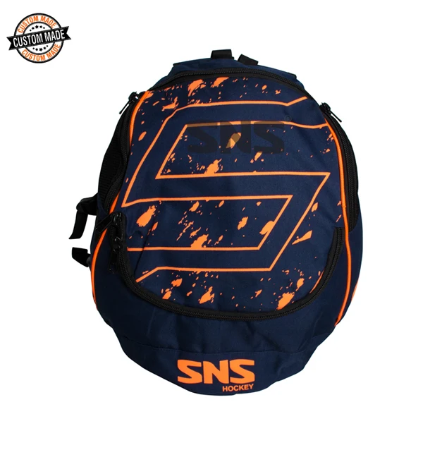 Unique Top Design Maximum Space Utilization Polyester Strong Material Navy Blue Sports Sturdy Backpack for Hockey Stick