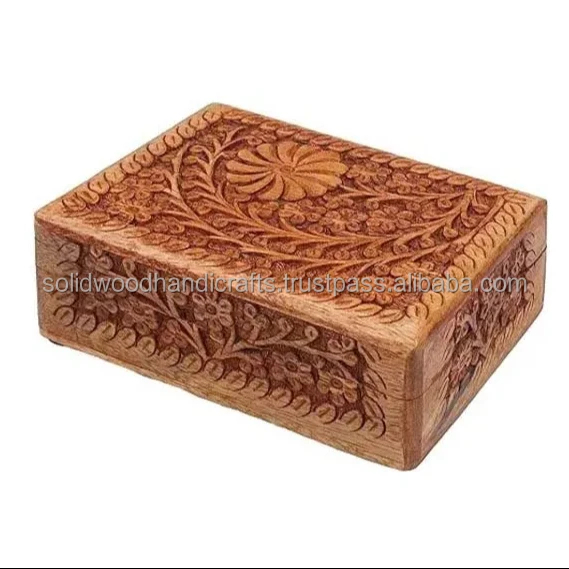 High Quality Wooden jewelry storage box carved wooden boxes Handmade trinket box At Wholesale Price