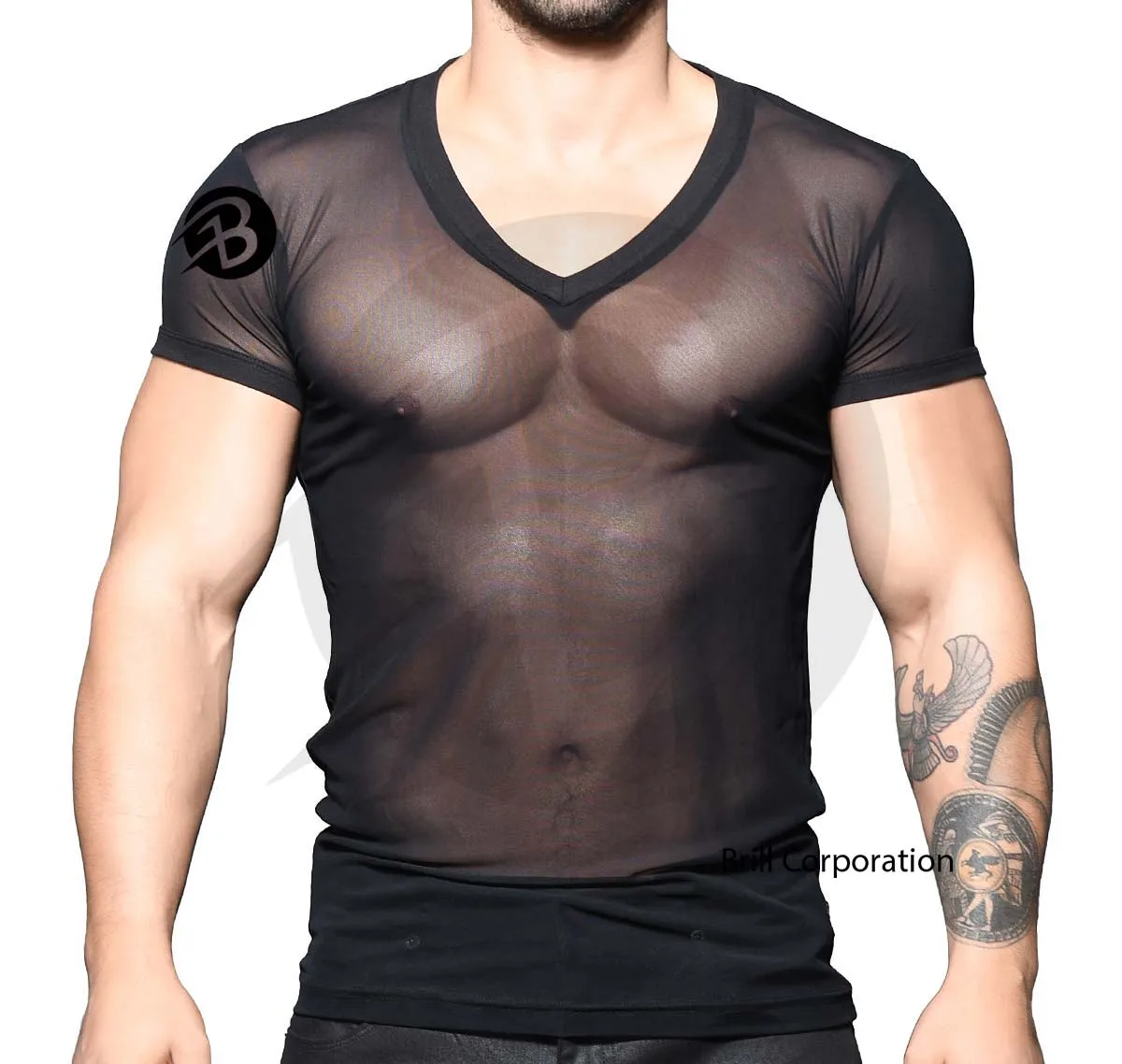 Custom See-Through Men Sexy T Shirt Mesh Short Sleeve Sexy / Sheer Mesh Men Shirt For Party / transparent shirts