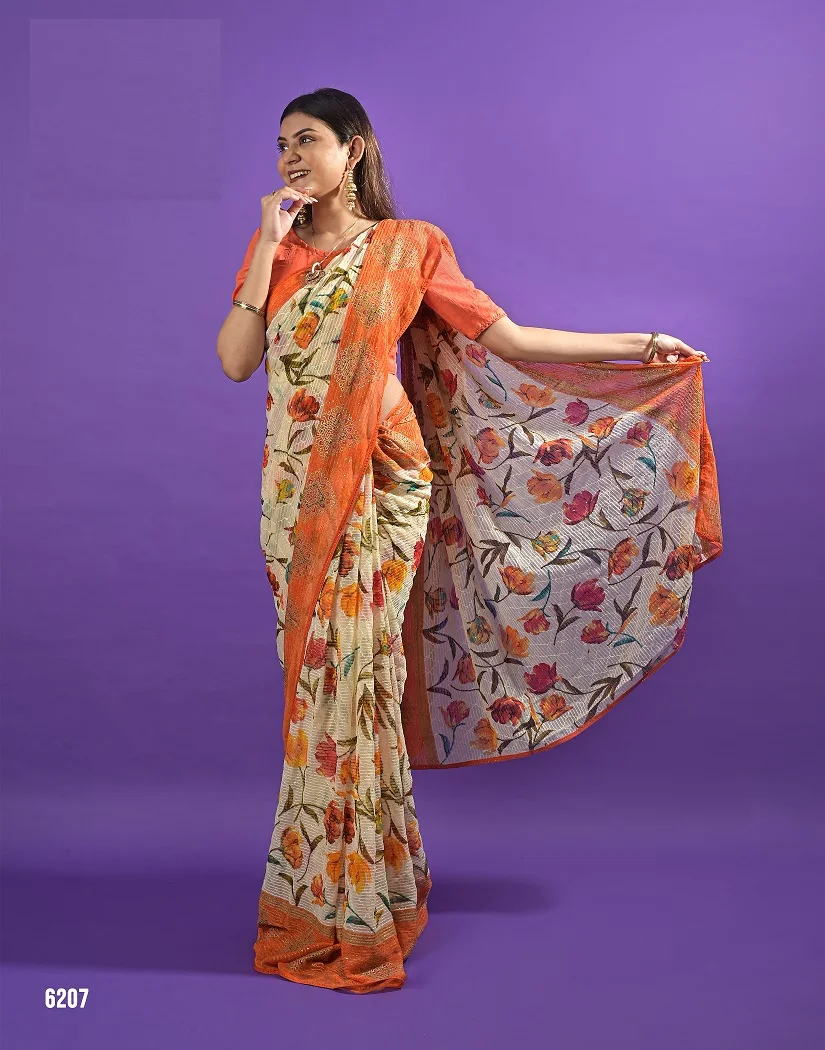 Premium Quality Latest Design Women Digital Printed Georgette Saree With Heavy Printed Work Comfortable Fabric Saree from India