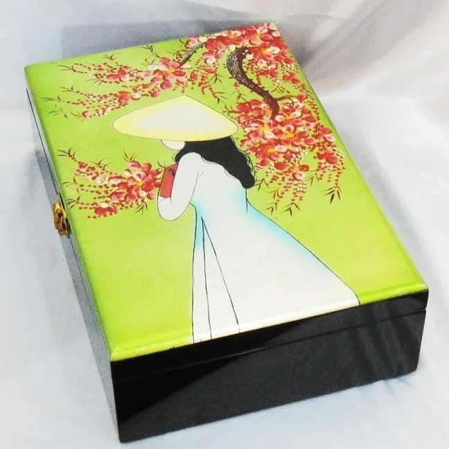 Wholesale low price top quality fashionable lacquer tray and box set for wedding events gifts lacquered boxes