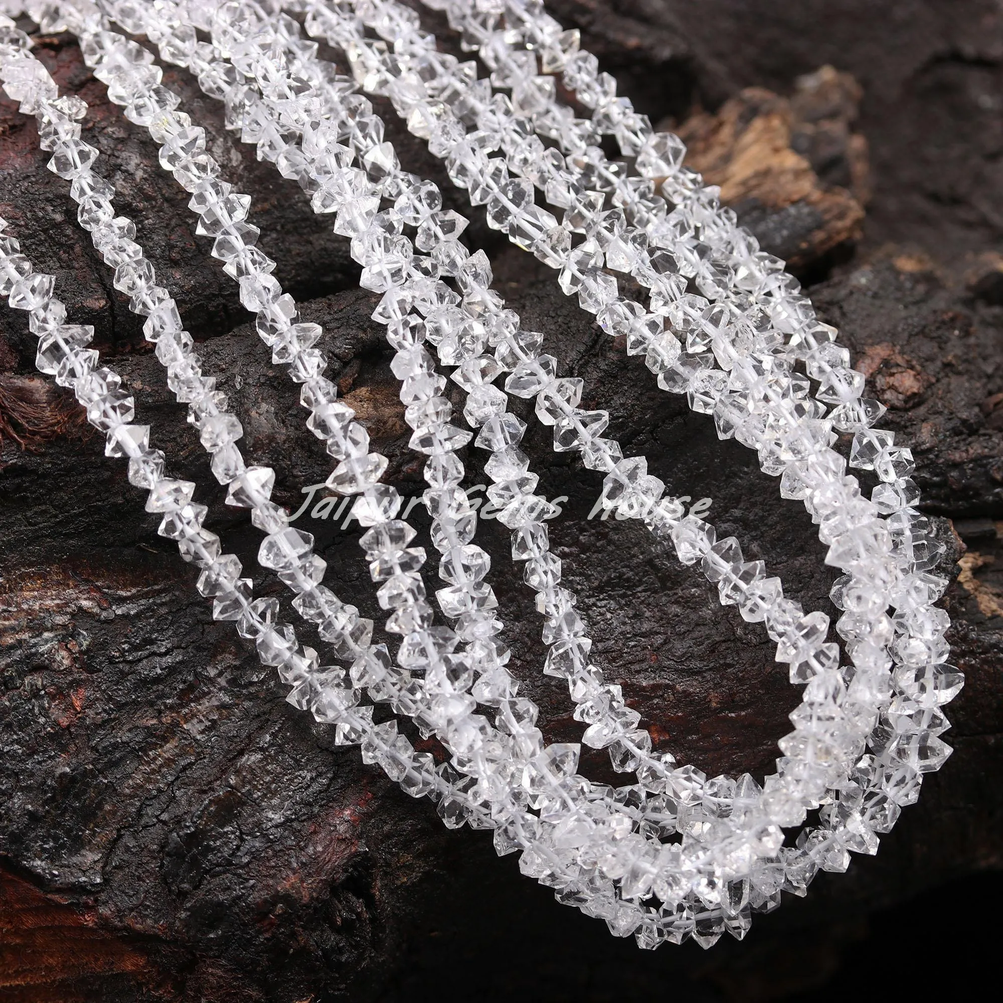 Best Selling Clear Raw White Herkimer Diamond Quartz Beads Diamond Drilled Double Terminated Beads Chakra Healing Jewelry Beads