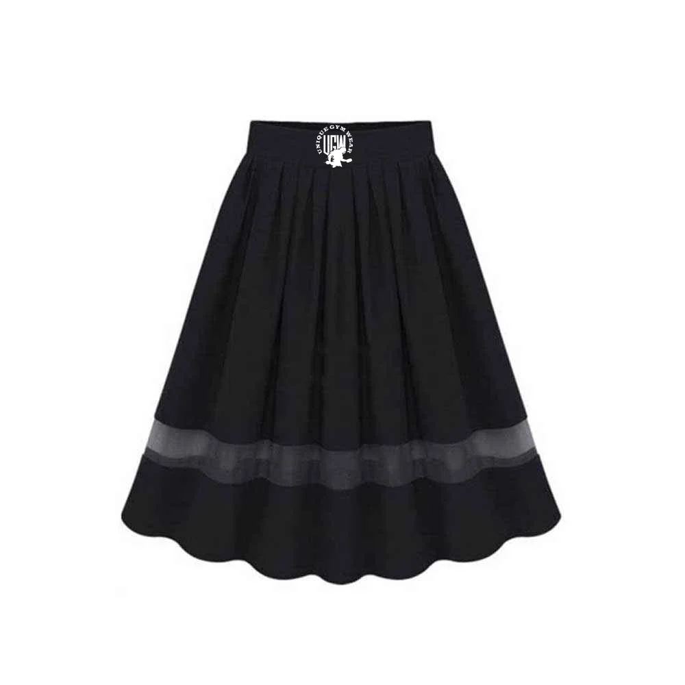 Wholesale Women Clothing Elegant High Waist Pleated Lace Trim Chiffon Silk Maxi Skirt Casual Dresses Light Denim