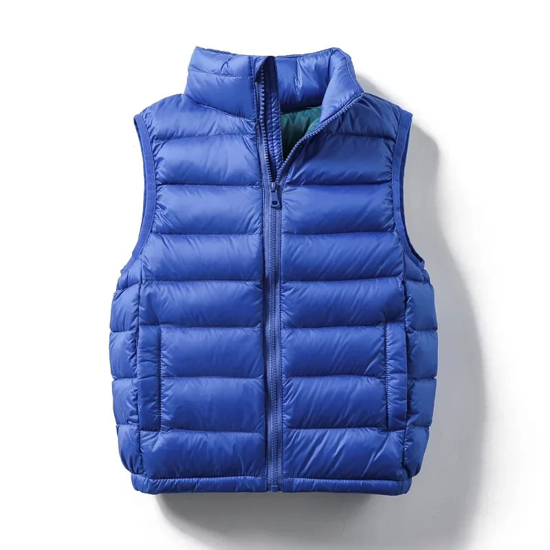 Children Puffer Sleeveless Vest Autumn Ultra Light Jackets for Boys Sleeveless Waistcoats Kids Fluffy Warm Liner Girls Coat