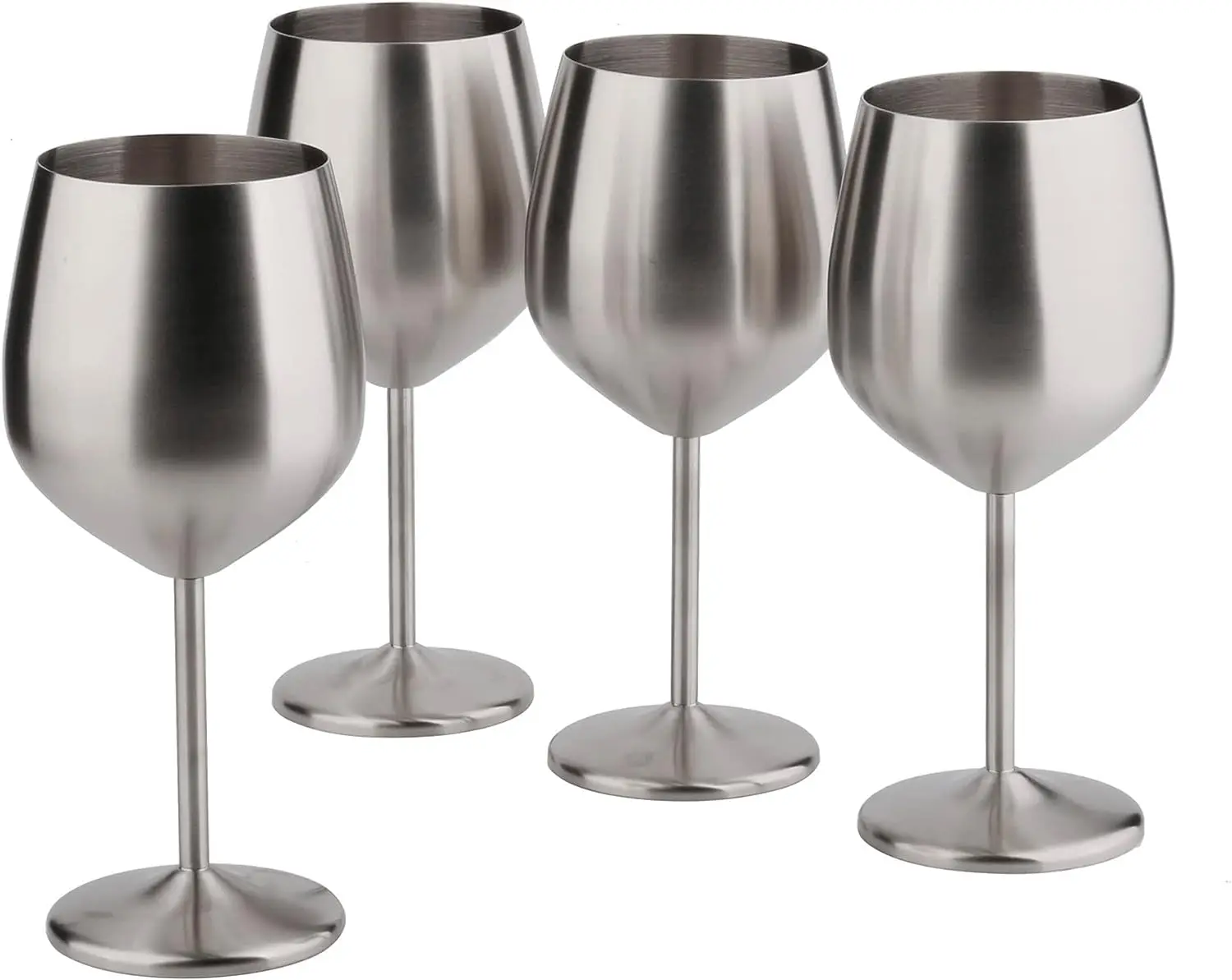 Stainless Steel Elegant Wine Glasses Set Durable Polished Silver Unbreakable Drinkware for Outdoor Parties Poolside Camping