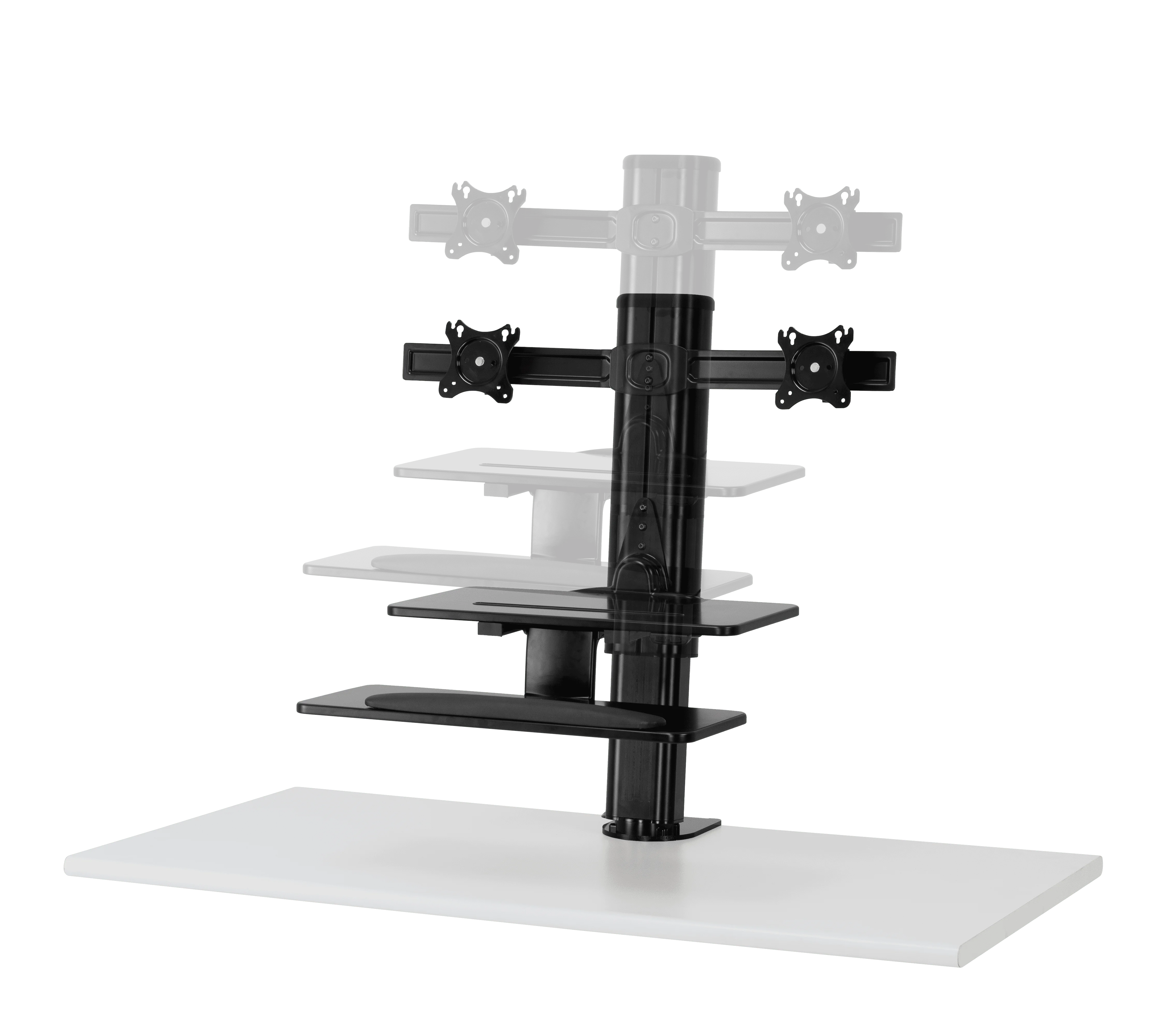 Electric Sit Stand Desk Ergonomic Sit Stand Workstation Dual Monitors Arm Mount with MDF Keyboard Tray