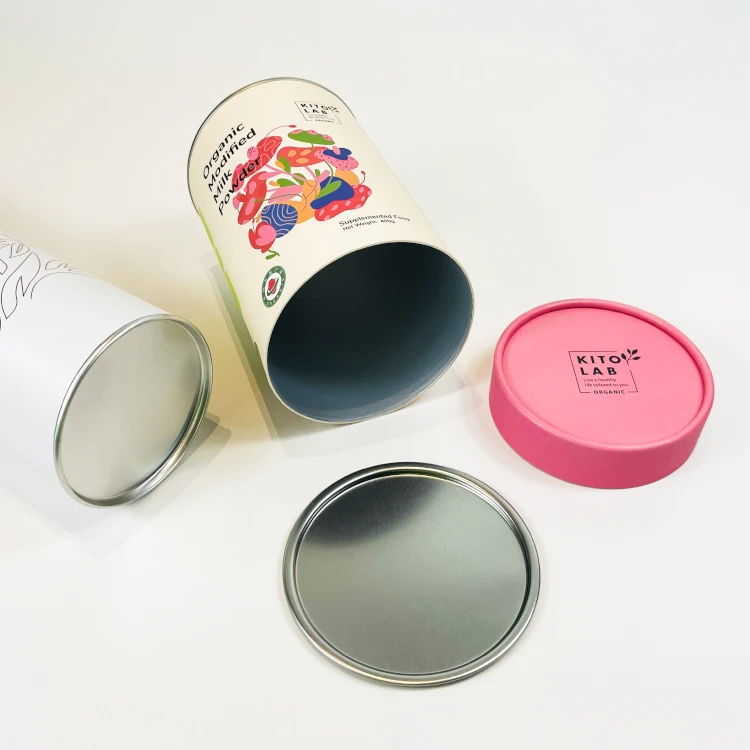 Устойчивая чистая Органическая Художественная упаковка бумажная картонная Цилиндрическая Коробка для пищевых порошков