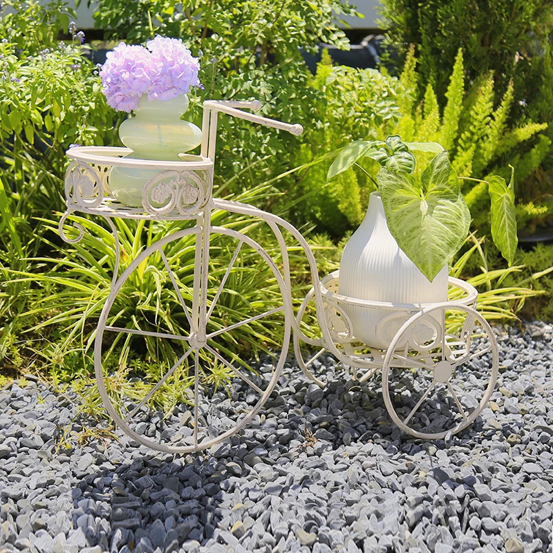 Home Garden Decorative Wholesale Flower Stand Bicycle Metal Plant Pot Holder