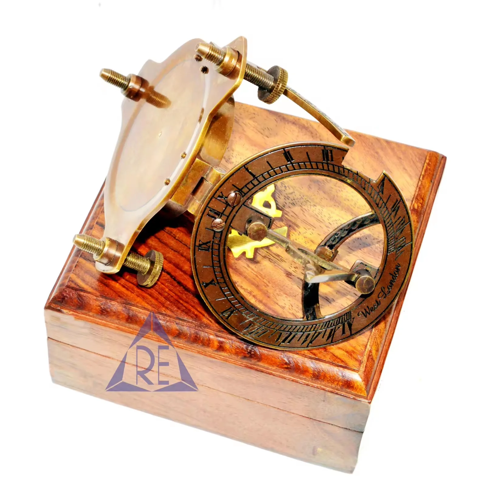 Sundial Compass Big Vintage Nautical Marine Compasses Steampunk Old Design Beautiful Solid Brass Sundial Compass With Wooden Box