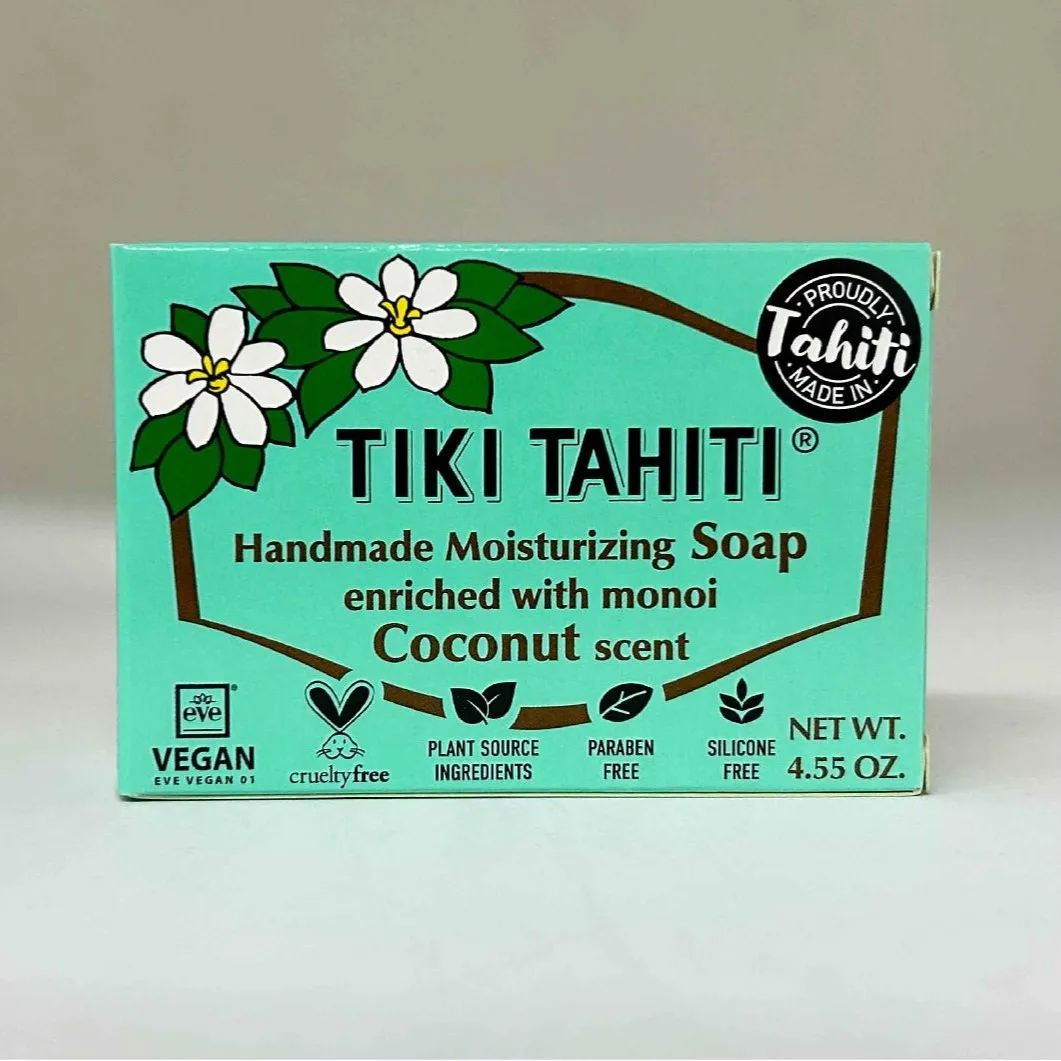 Wholesale Coconut Soap enriched with Monoi Perfumed Oil Vegan Nourishing Body Wash Product Made in Tahiti 130g