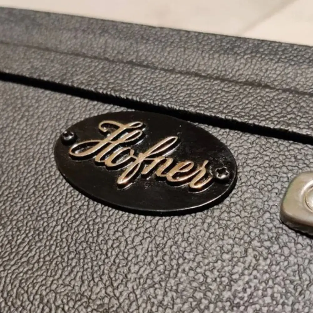 custom instrument company metal logo aluminum brass nameplate guitar case badge