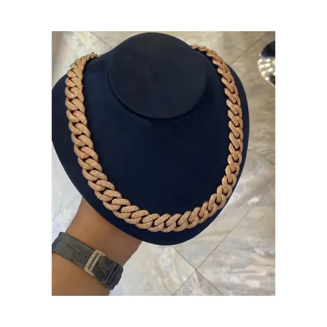 New Arrival  Miami Cuban link chain VVs moissanite diamond stubbed 925 Sterling Silver White Gold plated