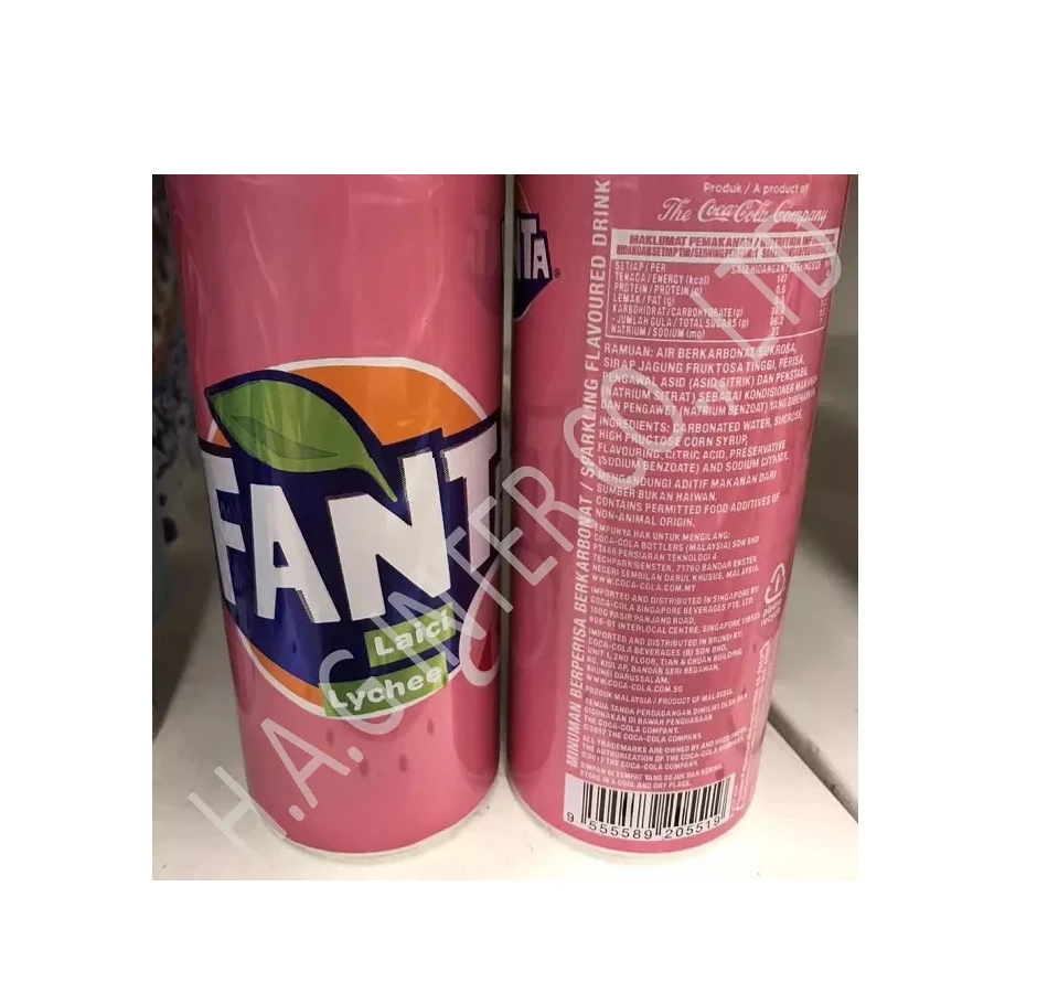 Exotic Fanta Lychee Supplier can 320ml light color with a refreshing taste of fruity sweet of lychees Best Price