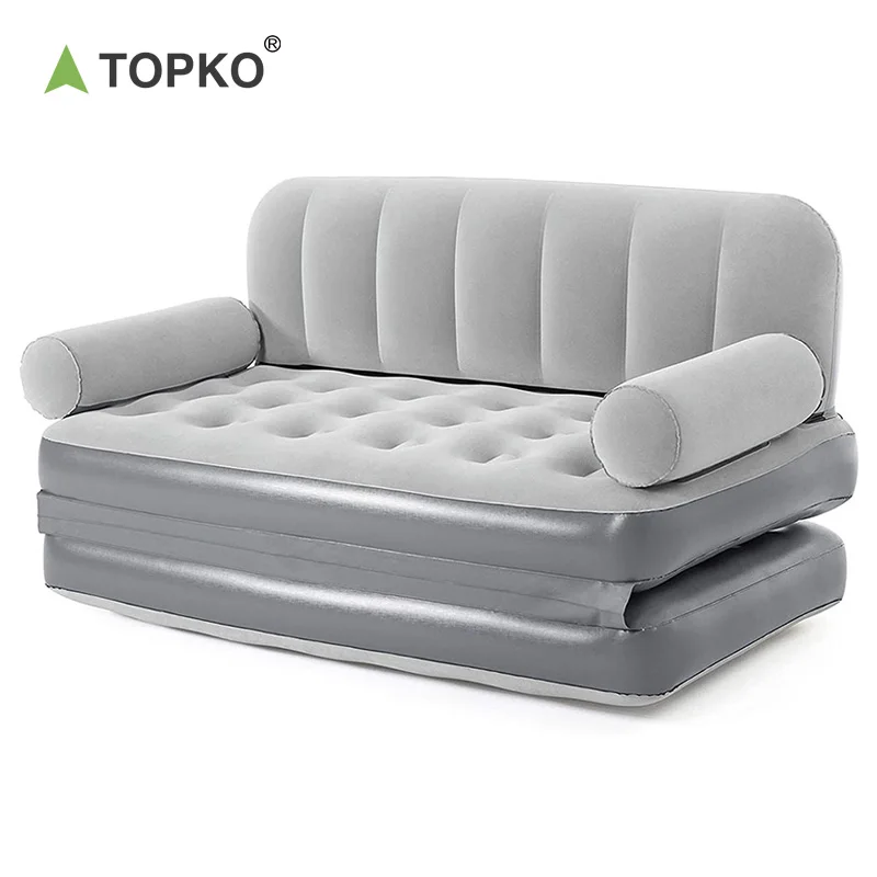 TOPKO High Quality Multifunctional Folding Inflatable Sofa for Outdoor Camping Portable Air Sofa Bed Two Seater
