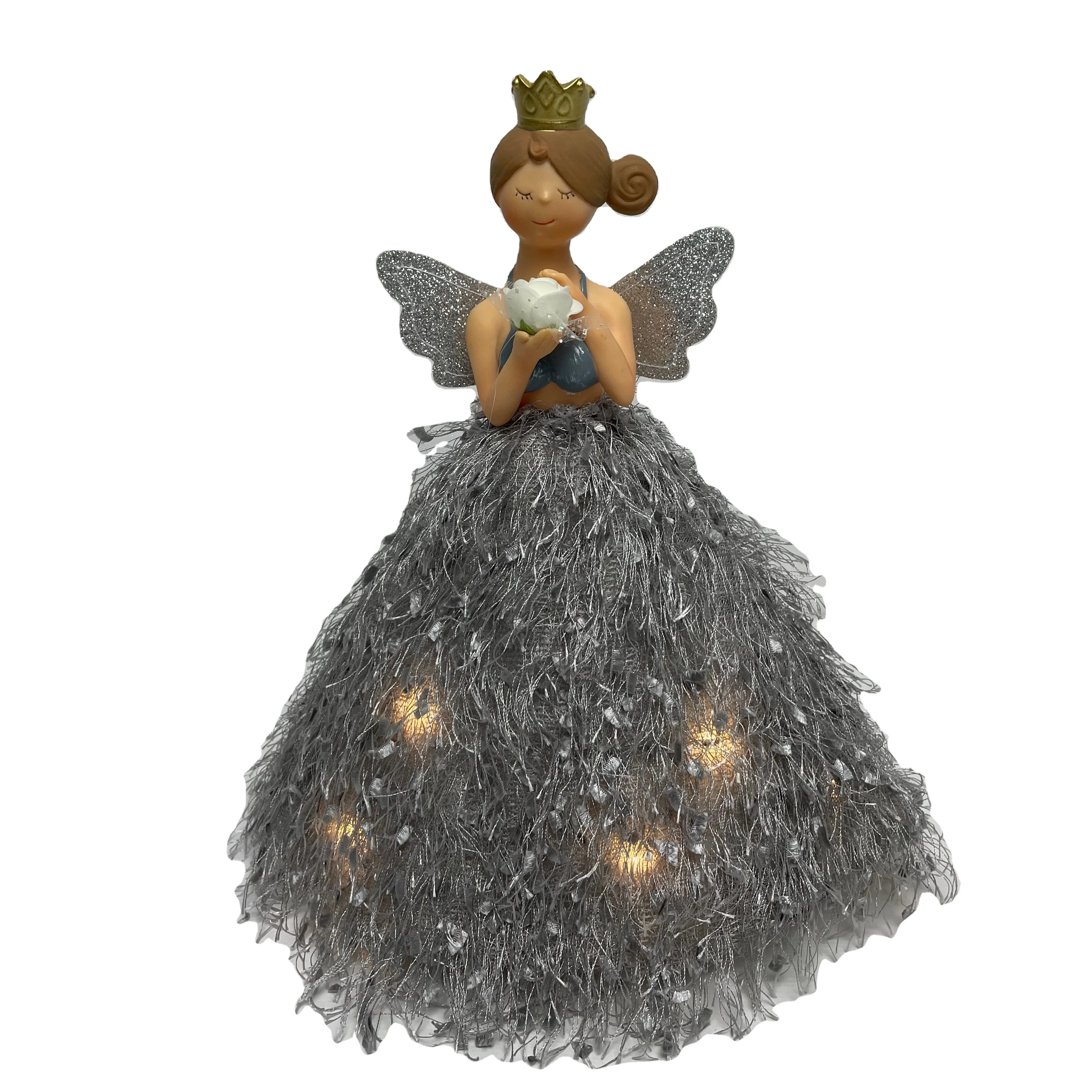 Hot sale Small Wood Christmas Angle Tree Hanging Ornaments With Handmade Plush Doll Windows Hanging Home Holiday Decor