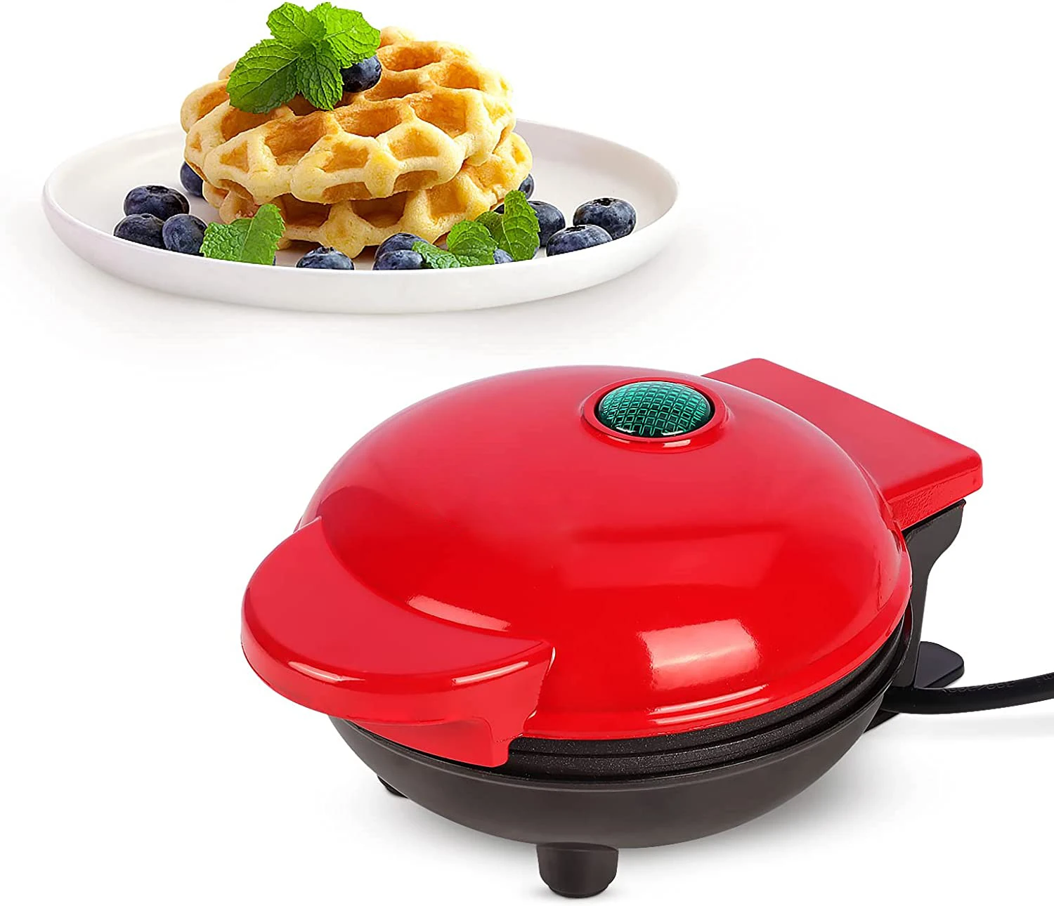 Non-stick Mini Electric Waffle Maker Waffle Iron for Individual Pancakes, Belgian Waffles, Cookies