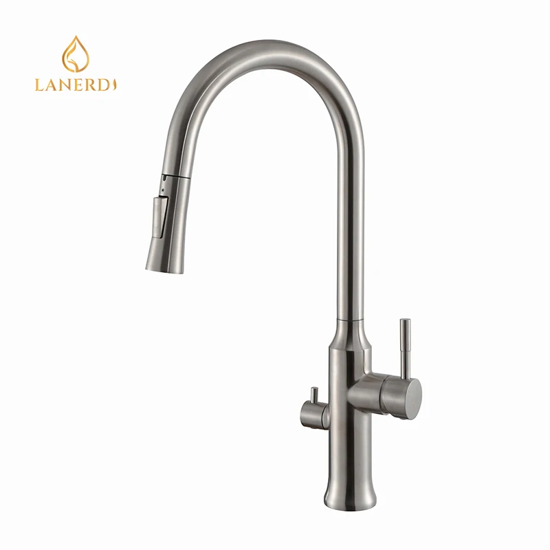 Dishwasher Stainless Steel Crown Kitchen Faucet Taps With Pull Down Spray Aerator