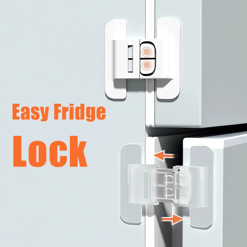 Fridge Door Lock Adjustable Freezer Cabinet Drawer Locks for Kids No Trapped Fingers Easy Installation